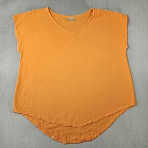 Cottonways Gauze Tunic Top Womens Size 3 Shirt Top Orange Rounded Hemline Vneck
